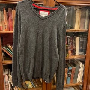 Aeropostale dark gray vneck sweater men’s L, cotton, wool, poly, nylon.